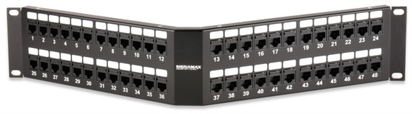 Signamax 48458A-C5E 48-Port Category 5e MT-Series Unscreened Angled Panel, 2 RMU Signamax 48458A-C5E 48-Port Category 5e MT-Series Unscreened Angled Panel, 2 RMU