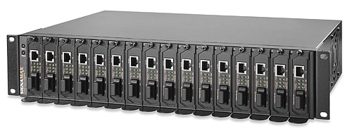 Signamax 065-1185 16-Bay Rack Mount Media Converter Chassis with Redundant Power Supplies Signamax 065-1185 16-Bay Rack Mount Media Converter Chassis with Redundant Power Supplies