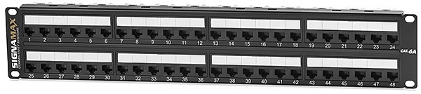 Signamax 48458MD-C6AC 48-Port Category 6A MD-Series Unscreened Patch Panel, 2 RMU Signamax 48458MD-C6AC 48-Port Category 6A MD-Series Unscreened Patch Panel, 2 RMU
