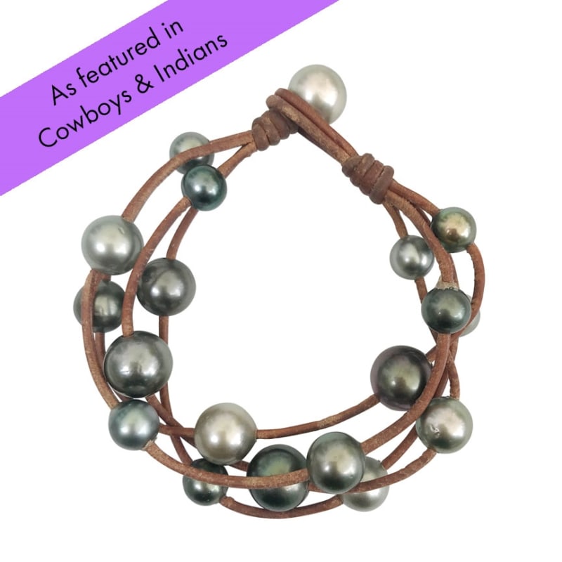 photo of Wendy Mignot Music Four Strand Tahitian Pearl and Leather Bracelet