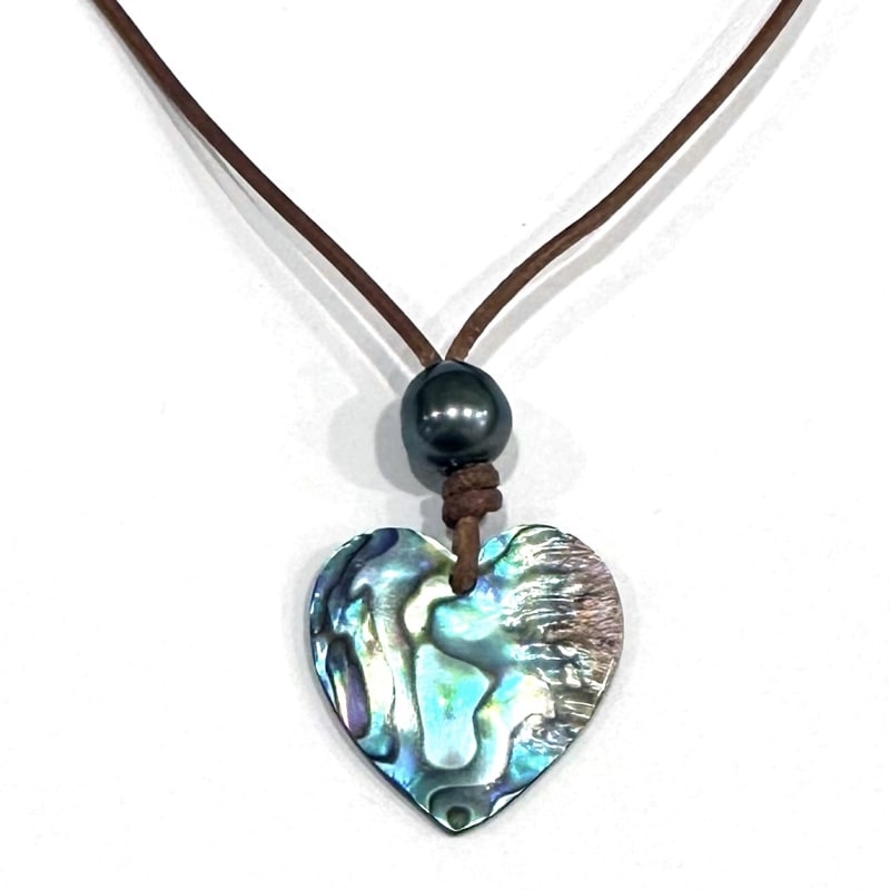 Abalone Shell Heart and Pearl Love Saba Necklace Wendy Mignot