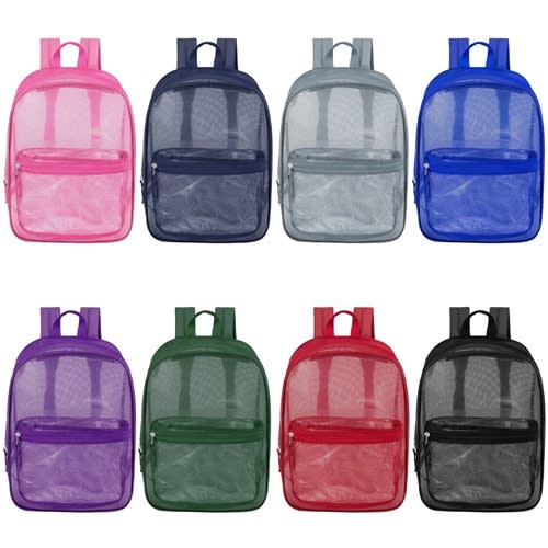 17 Inch Mesh Backpacks in Bulk Wholesale Case of 24 Assorted Colors