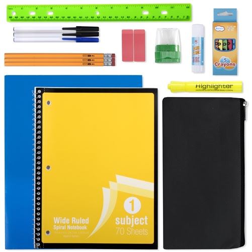 Wholesale 12 piece school supply kit