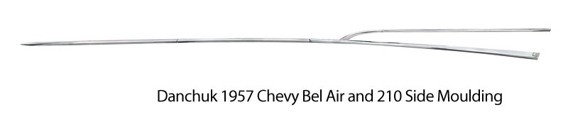 1957 Chevy Bel Air & 210 Side Moulding, Upper Quarter Long Piece, Driver Side, 4-Dr Hardtop (OS) 1957 Chevy Bel Air & 210 Side Moulding, Upper Quarter Long Piece, Driver Side, 4-Dr Hardtop (OS)