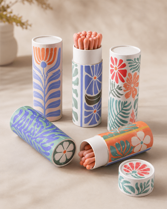 Scandi Floral Matchbox MatchTube