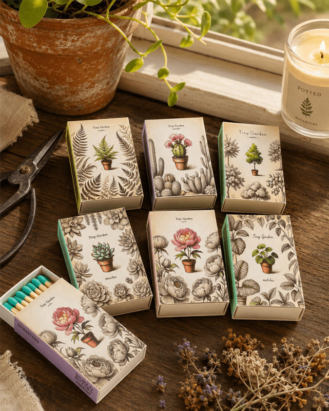 Tiny Potted Garden Mini Matchbox