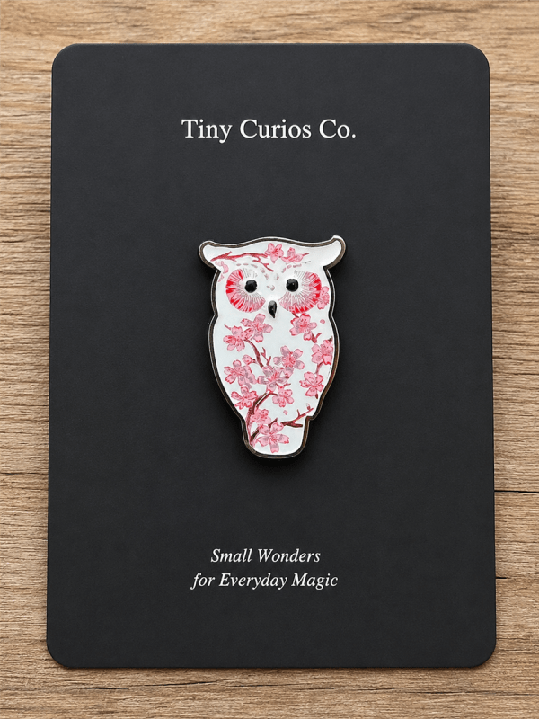 Sakura Blossom Owl Pin