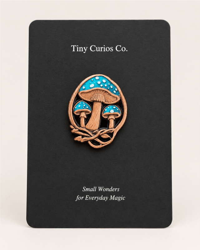 Tealwood Mushroom Trio Pin