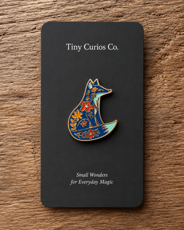Blue Garden Fox Pin