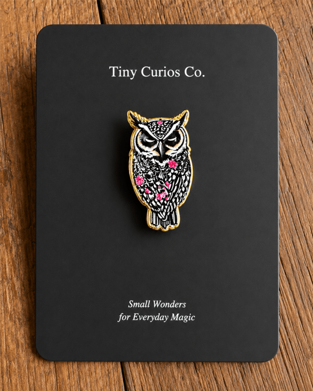 Midnight Bloom Owl Pin