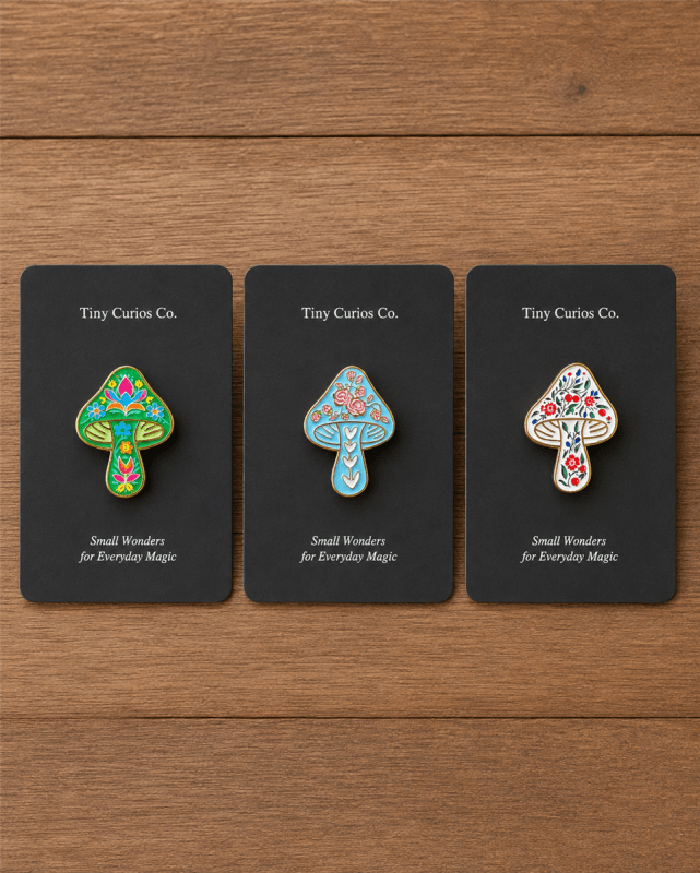 Folklore Forest Mushroom Pin Trio 1Dz