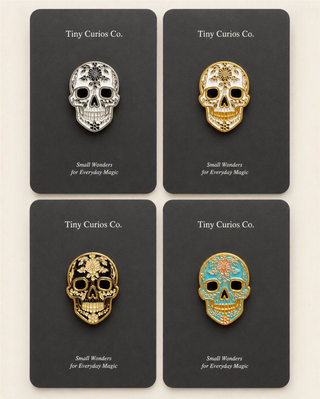 Midnight Marigold Skull Pin 1Dz