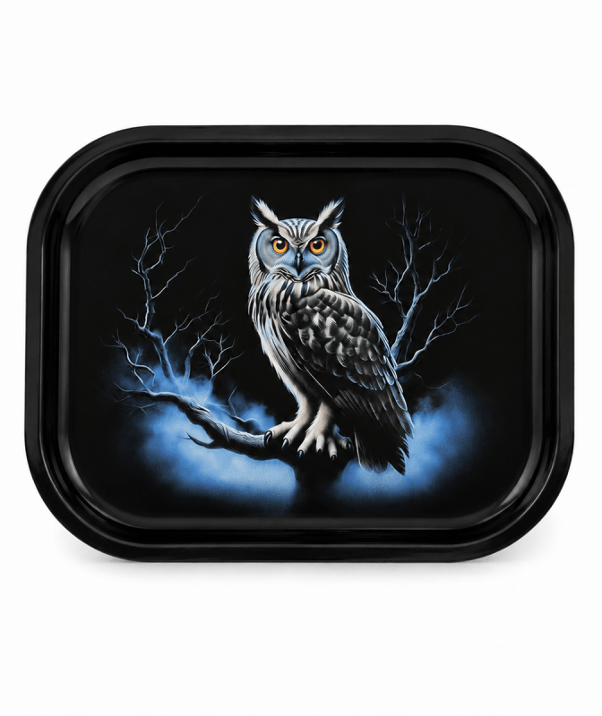 Great Horned Owl Flat Metal Tray Great Horned Owl Flat Metal Tray