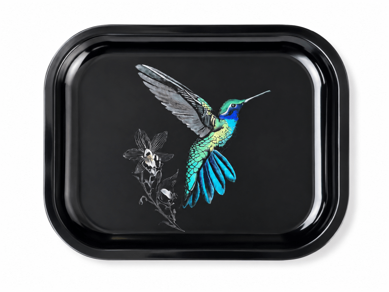 Green Hummingbird Metal Tray Green Hummingbird Metal Tray