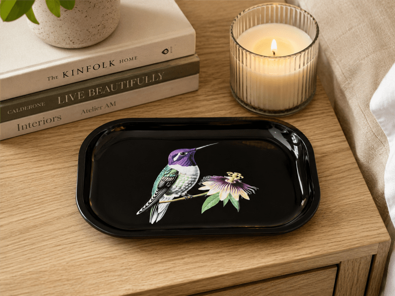 Purple Hummingbird Metal Tray Purple Hummingbird Metal Tray