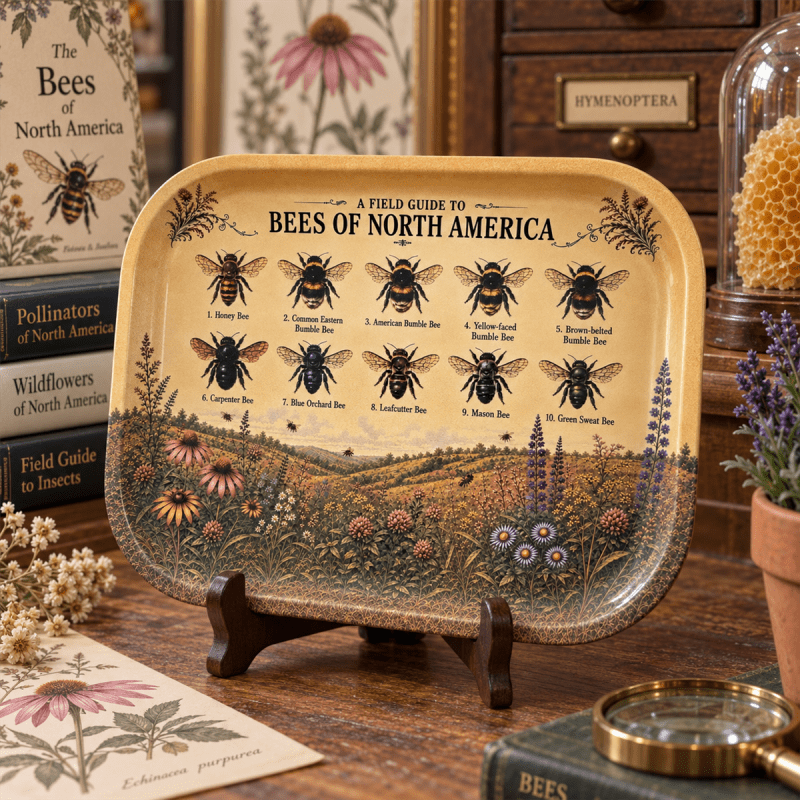 Honeyed Meadow Bee Field Guide Metal Tray