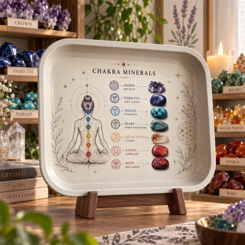 Seven Centers Chakra Mineral Metal Tray