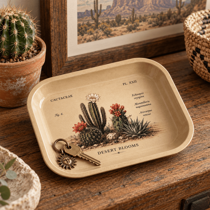 Desert Bloom Cactus Study Metal Tray