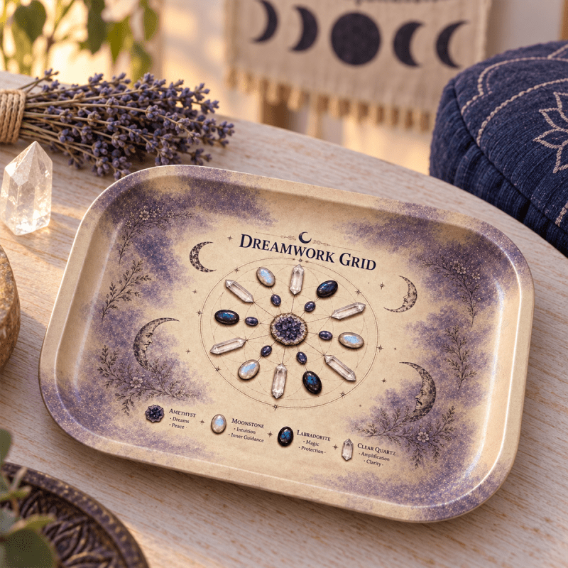 Midnight Dreamwork Crystal Grid Metal Tray
