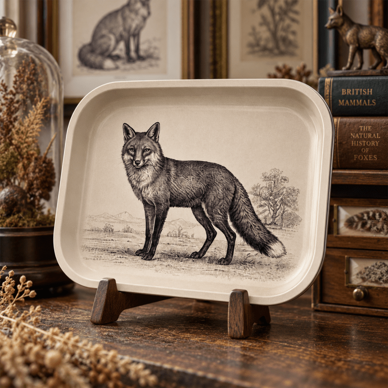 Quiet Woodland Fox Metal Tray