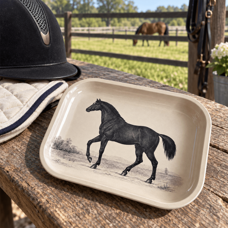 Classic Equestrian Study Metal Tray