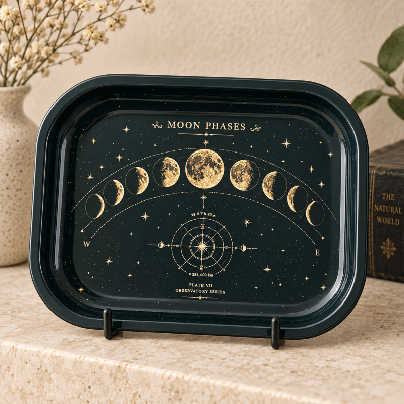 Midnight Orbit Moon Phases Metal Tray