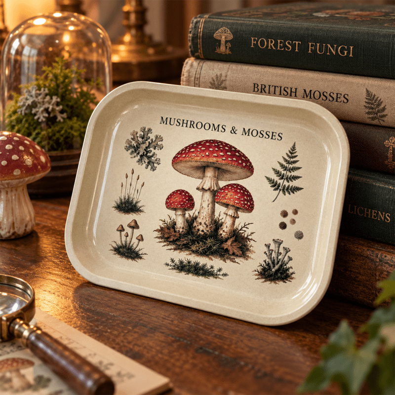 Moss and Toadstool Garden Metal Tray