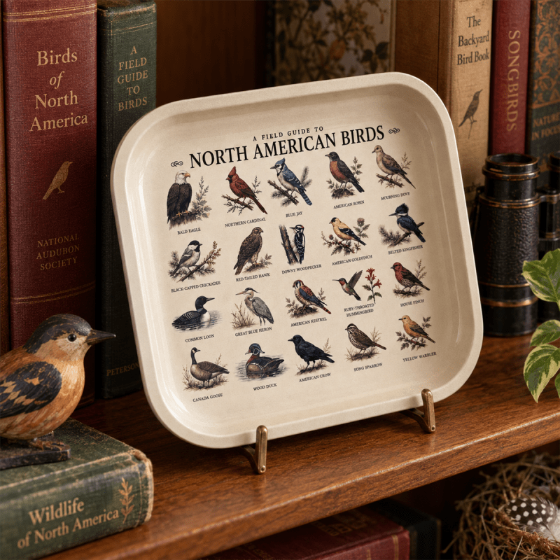 North American Birds Field Guide Metal Tray