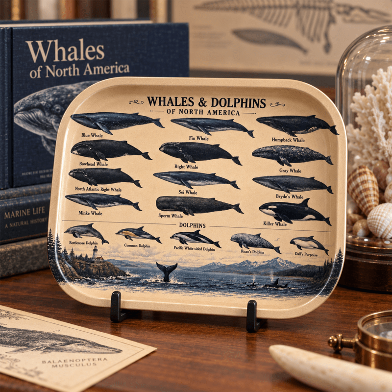 Ocean Giants Whales and Dolphins Metal Tray