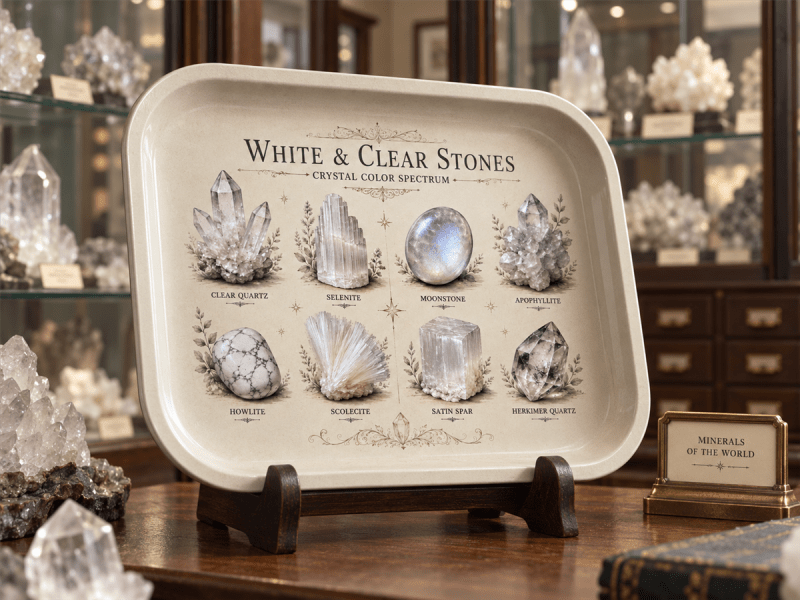 Luminous Stones White Crystal Metal Tray