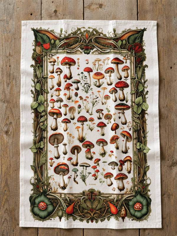 Tea Towel Art Nouveau Mushroom