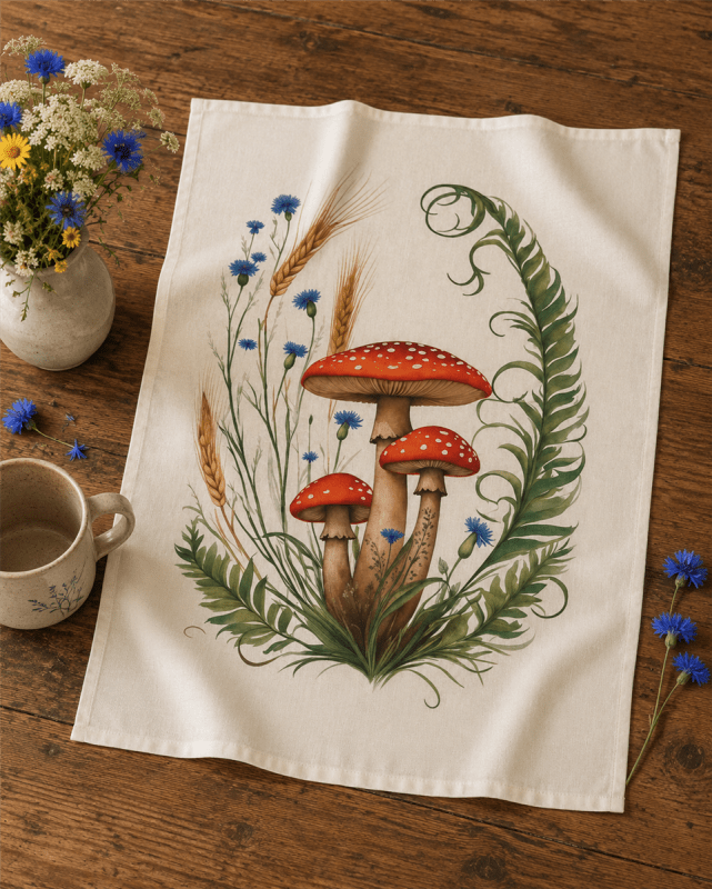 Tea Towel Mushroom Botanical