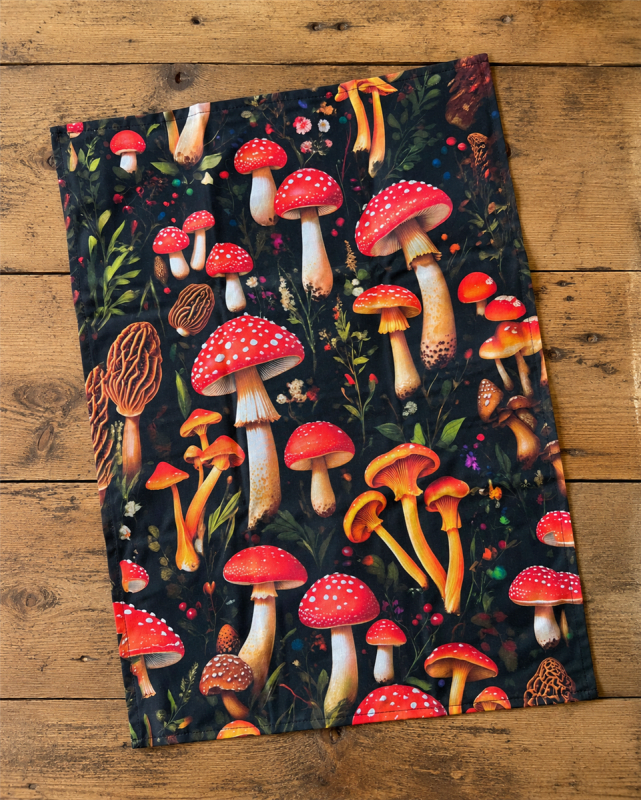Tea Towel Dark Forest Mushroom