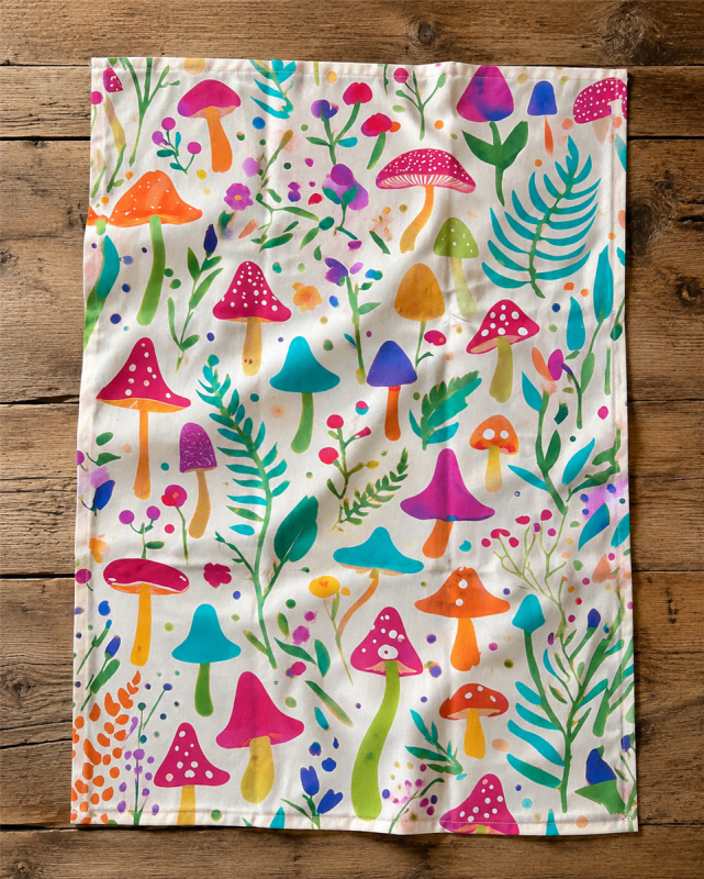 Tea Towel Colorful Mushroom