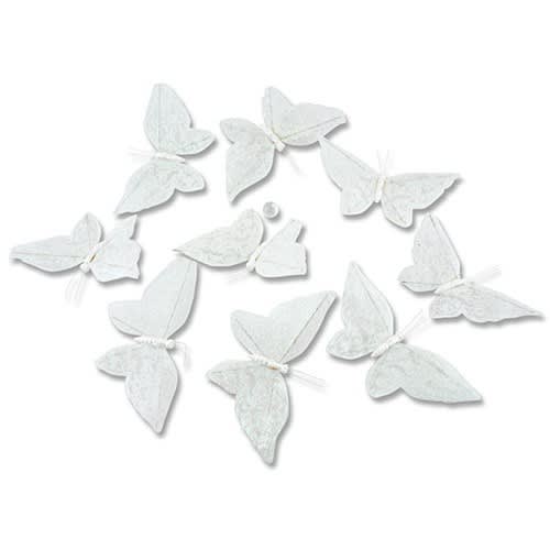 Butterfly Garland Glitter Mesh White