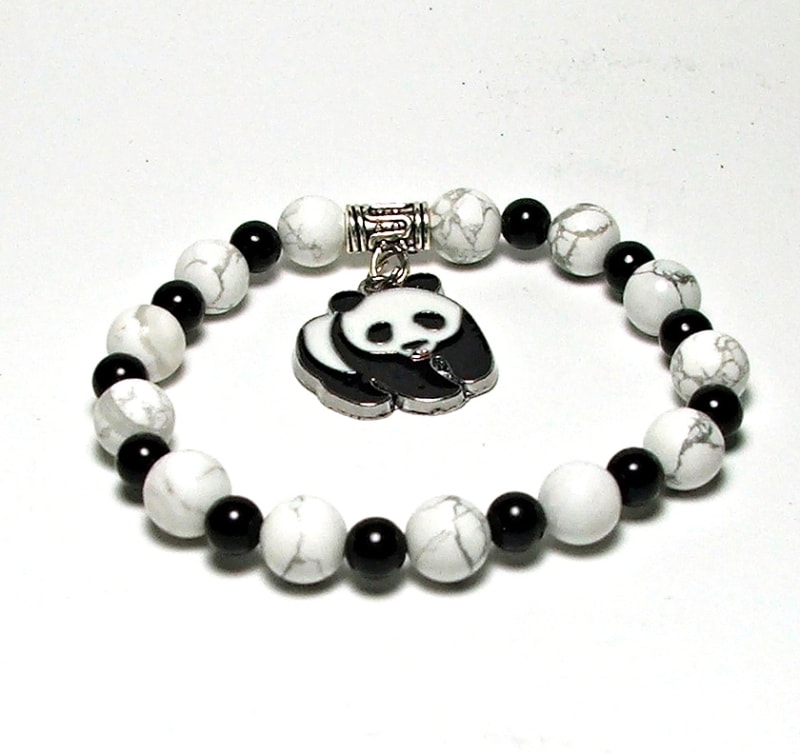 SB-122-STONE 8mm ROUND BEAD BRACELET IN WALKING PAMDA DESIGN-7 1/2"