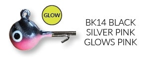 **NEW** Fiskas Bait Keeper - BK14 Black Silver Pink (Glows Pink) - 5MM  1/8oz 1.5in 1/0 Hook
