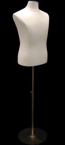 White leatherette male body form made of dense foam for professional retail shirt and jacket display. White leatherette male body form made of dense foam for professional retail shirt and jacket display.