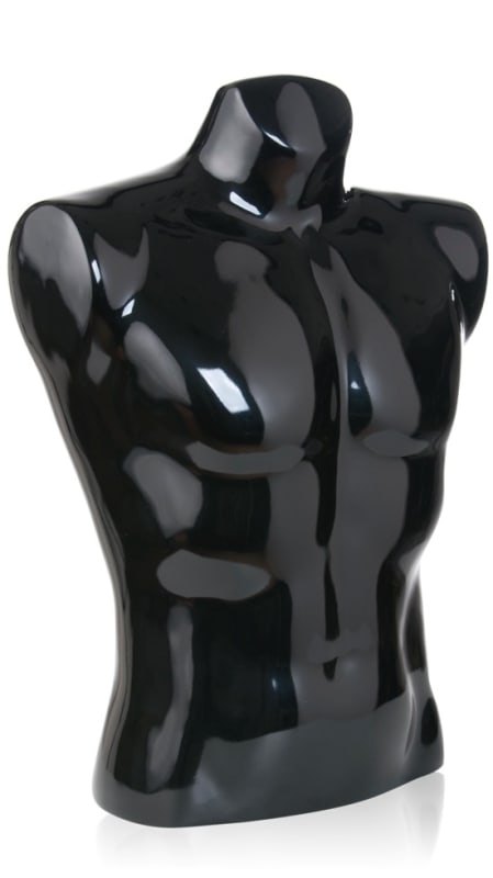 gloss black male torso mannequin retail display zing display