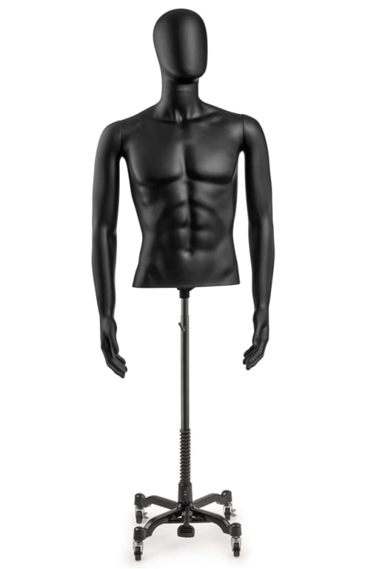 Male Egghead Torso Mannequin with Removable Arms & Adjustable Base | Zing Display