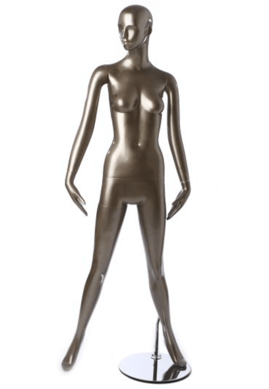 metallic pewter female mannequin abstract fashion display zing display