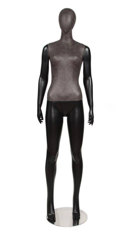 Black Leatherette Mixed Fabric Female Mannequin