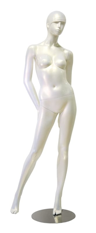 pearl white retro abstract female mannequin straight pose retail display zing display