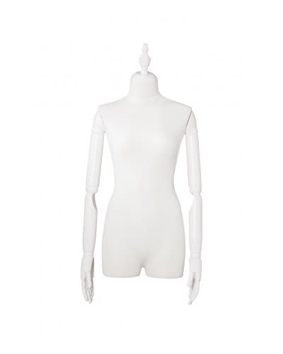matte white female torso form posable wood arms retail display zing display