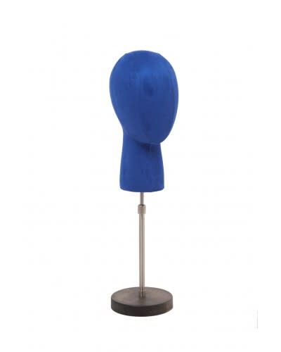dark blue egghead form adjustable base retail display mannequin zing display
