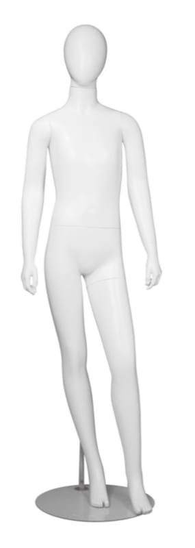teenage kid mannequin glossy white egghead headless retail display zing display