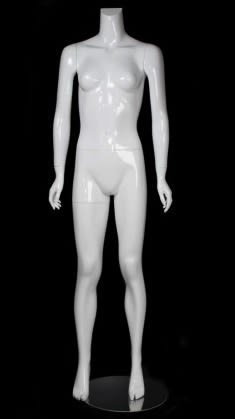 glossy white female mannequin pose 4 headless changeable heads retail display zing display