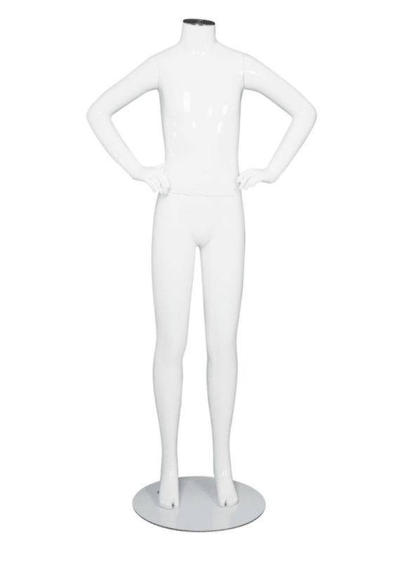Kid Teenage Mannequin Glossy White Headless Changeable Head