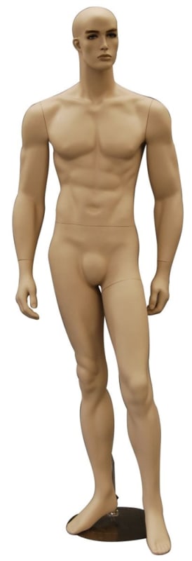 Realistic athletic male mannequin in light fleshtone for sportswear and retail clothing display