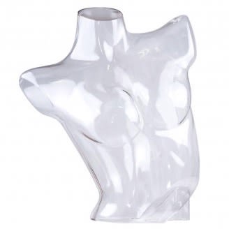 clear translucent female upper torso mannequin retail display zing display